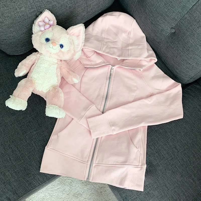 粉色修身连帽拉链短款卫衣外套女秋冬季爆款2025新款休闲上衣即墨