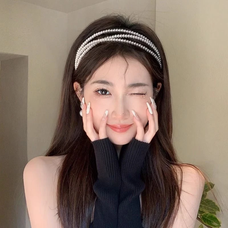 珍珠发箍女超仙法式网红新款双层洗脸高颅顶赫本风头饰防滑压发卡