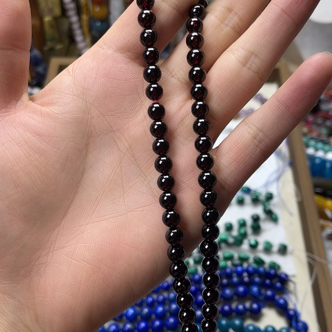 玛瑙/玉髓未镶嵌珠宝半成品卡7石榴石圆珠一条