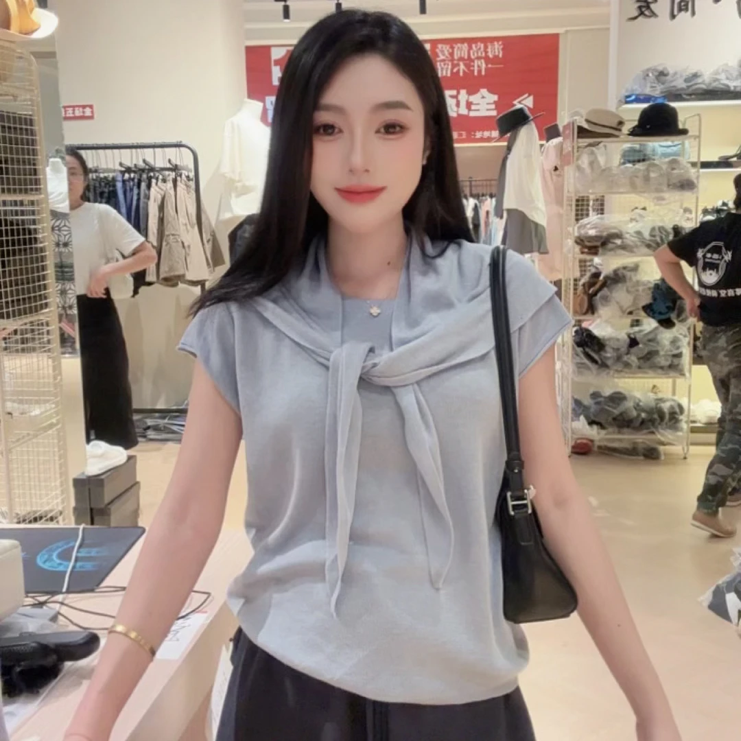 【海岛简爱】时尚百搭毛针织衫百搭拼色休闲针织衫7737
