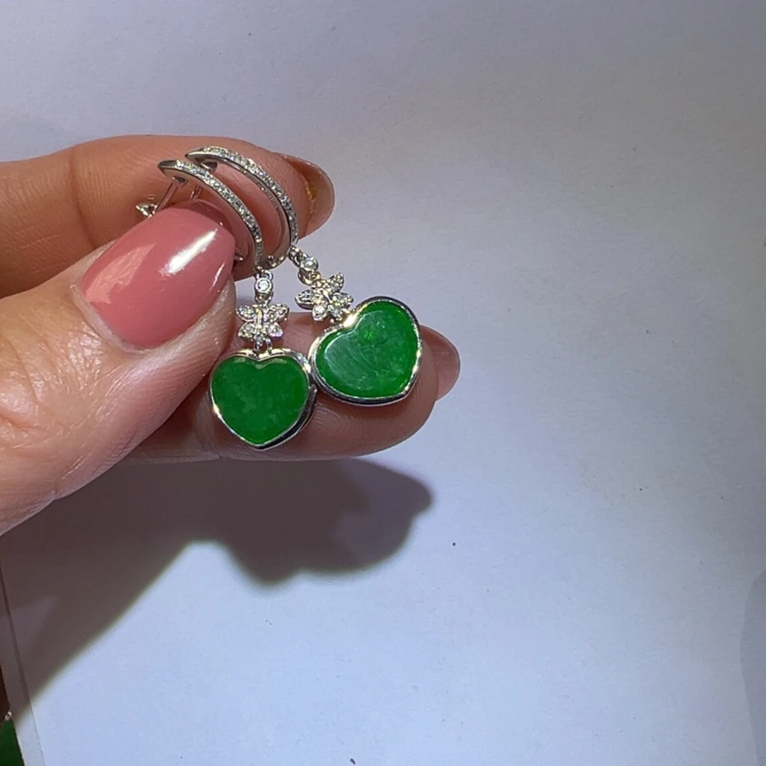 翡翠颈饰18K金镶嵌耳环