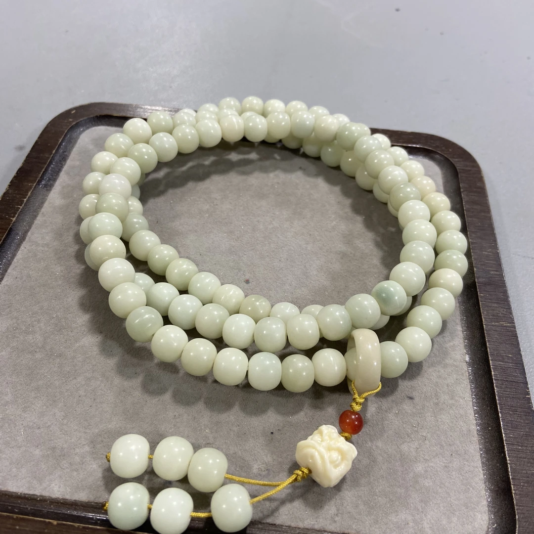 P15绿菩提桶珠卡1.0多圈手串醒狮款