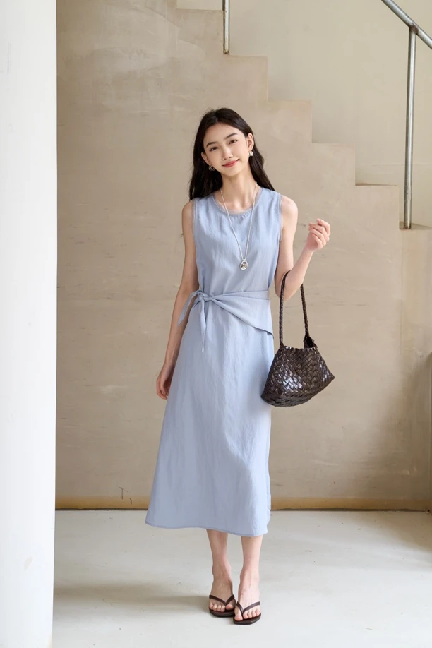 夏盐summersalt【柔雾】收腰无袖背心连衣裙显瘦（送丝巾）