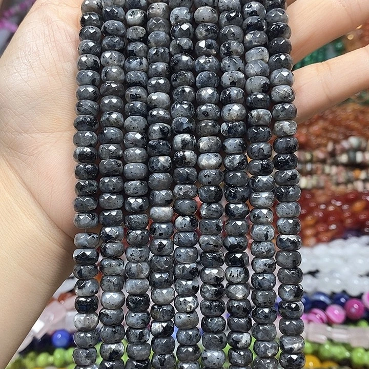 玛瑙/玉髓未镶嵌珠宝半成品黑闪光切面卡8mm