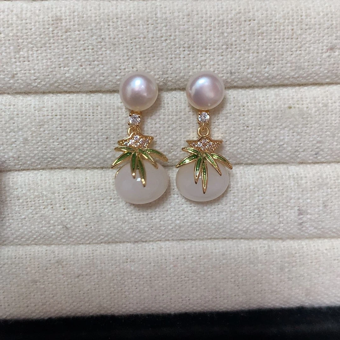 淡水珍珠耳饰合金