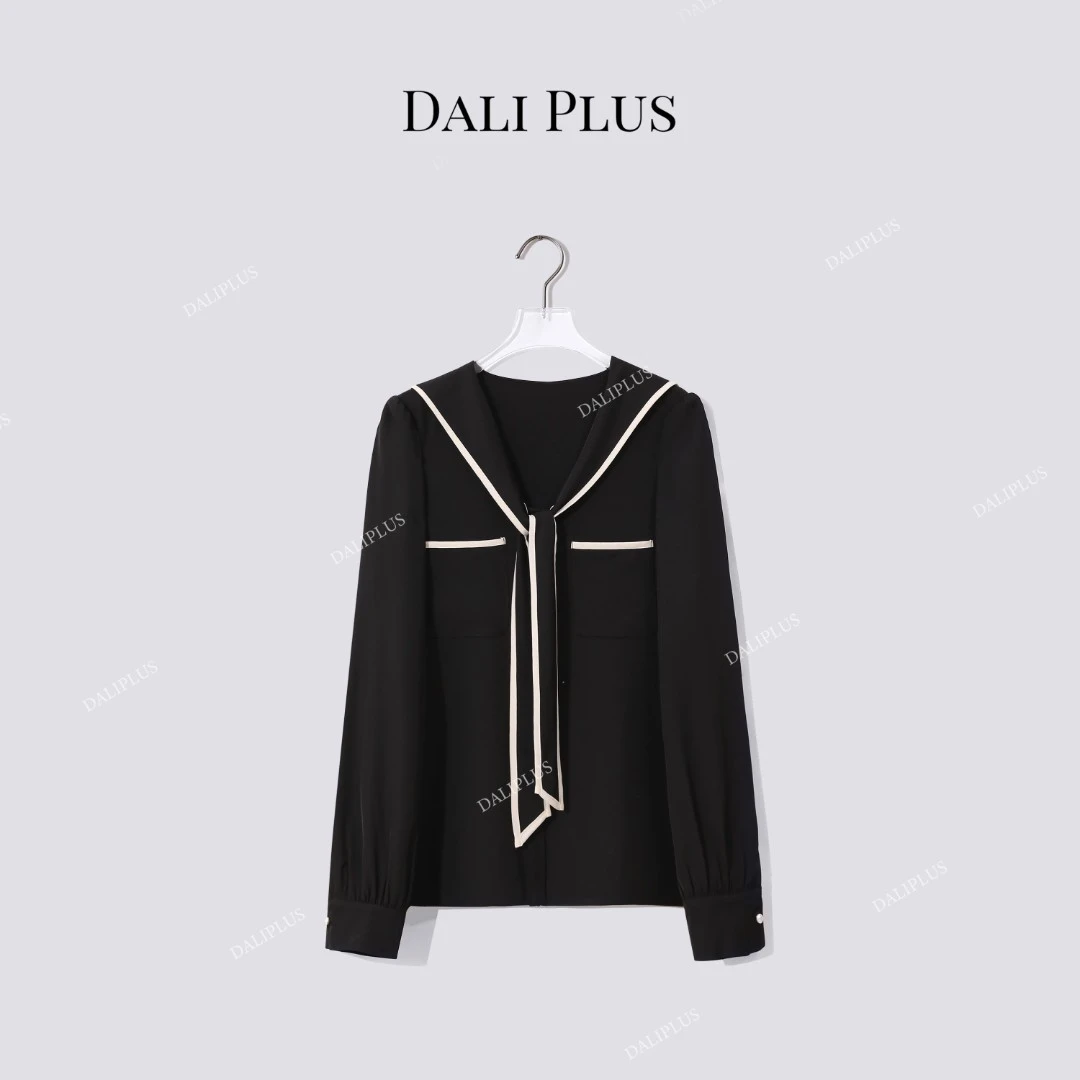 DALI PLUS“减龄必备”  撞色海军领设计感衬衫-D5SS7214-2