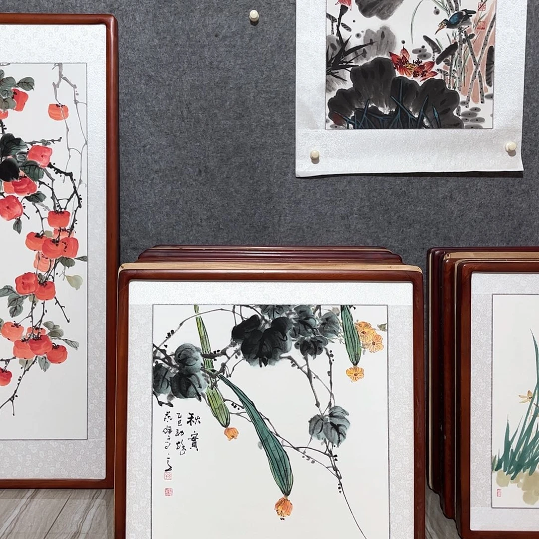国画书画作品带框63×63