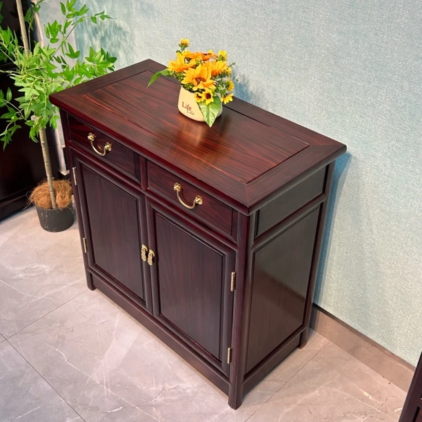 80-40-80黑酸枝木素面餐边柜中式原木茶水柜实木玄关柜酒柜置物柜