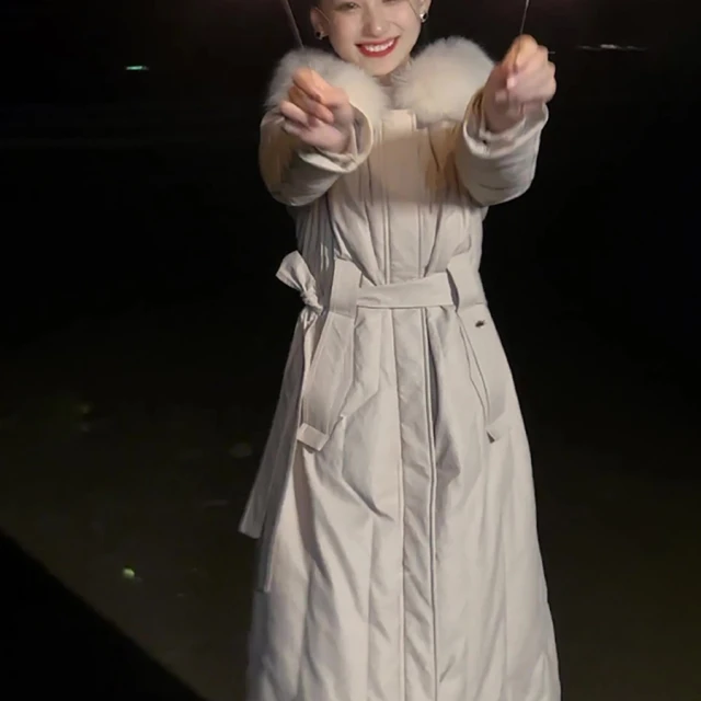 气质保暖收腰毛领长款羽绒服JYFSQZ23113 000208