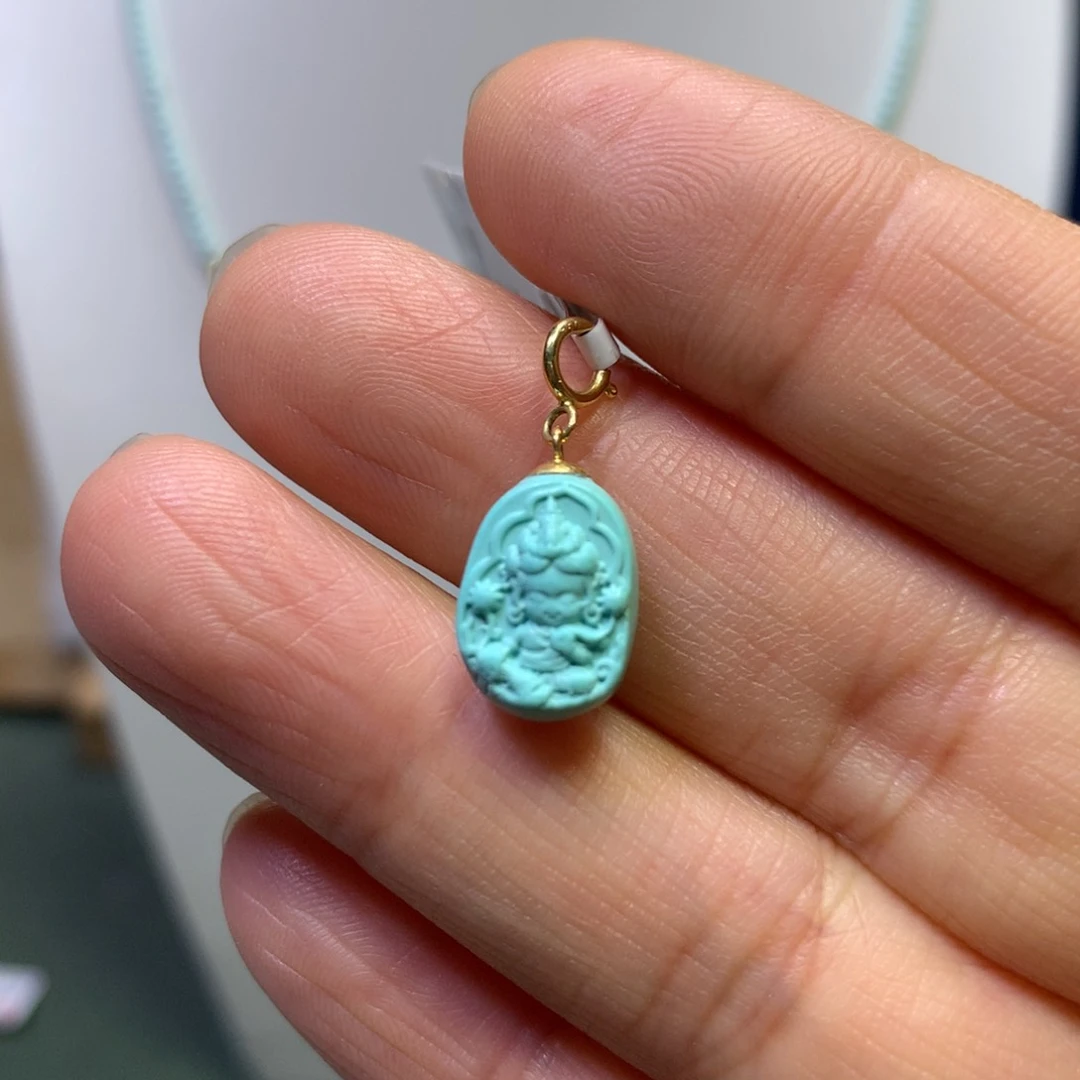 绿松石挂件18K金镶嵌