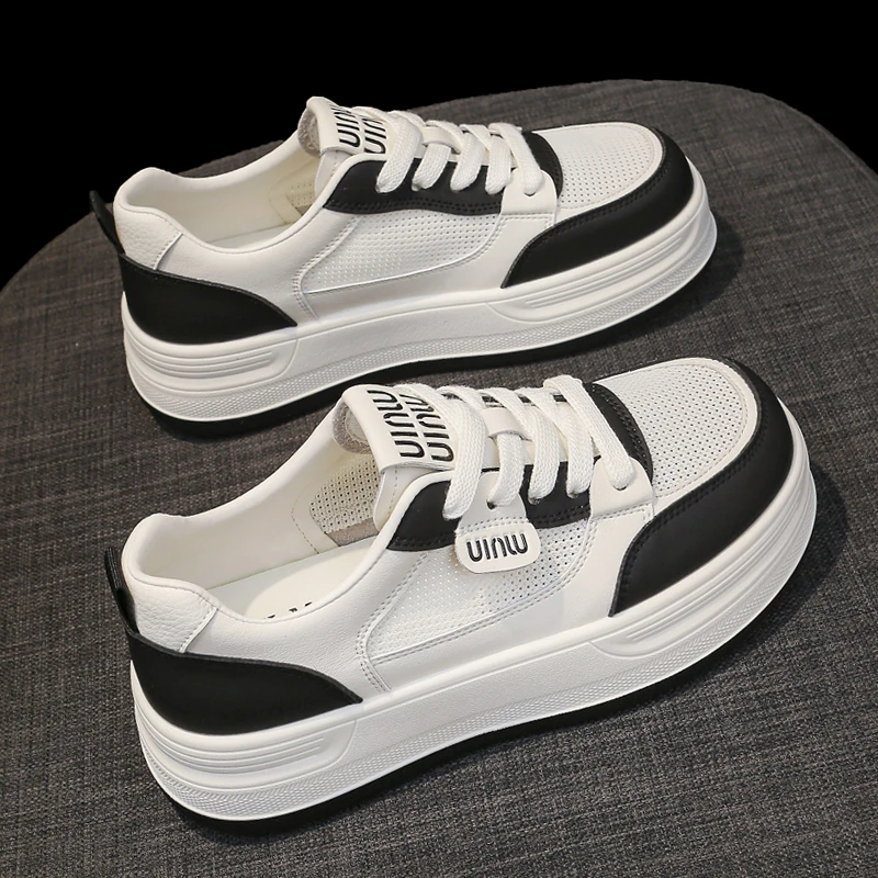 夏季透气小白鞋女厚底4.5cm增高2025夏季新款显脚小时尚百搭板鞋