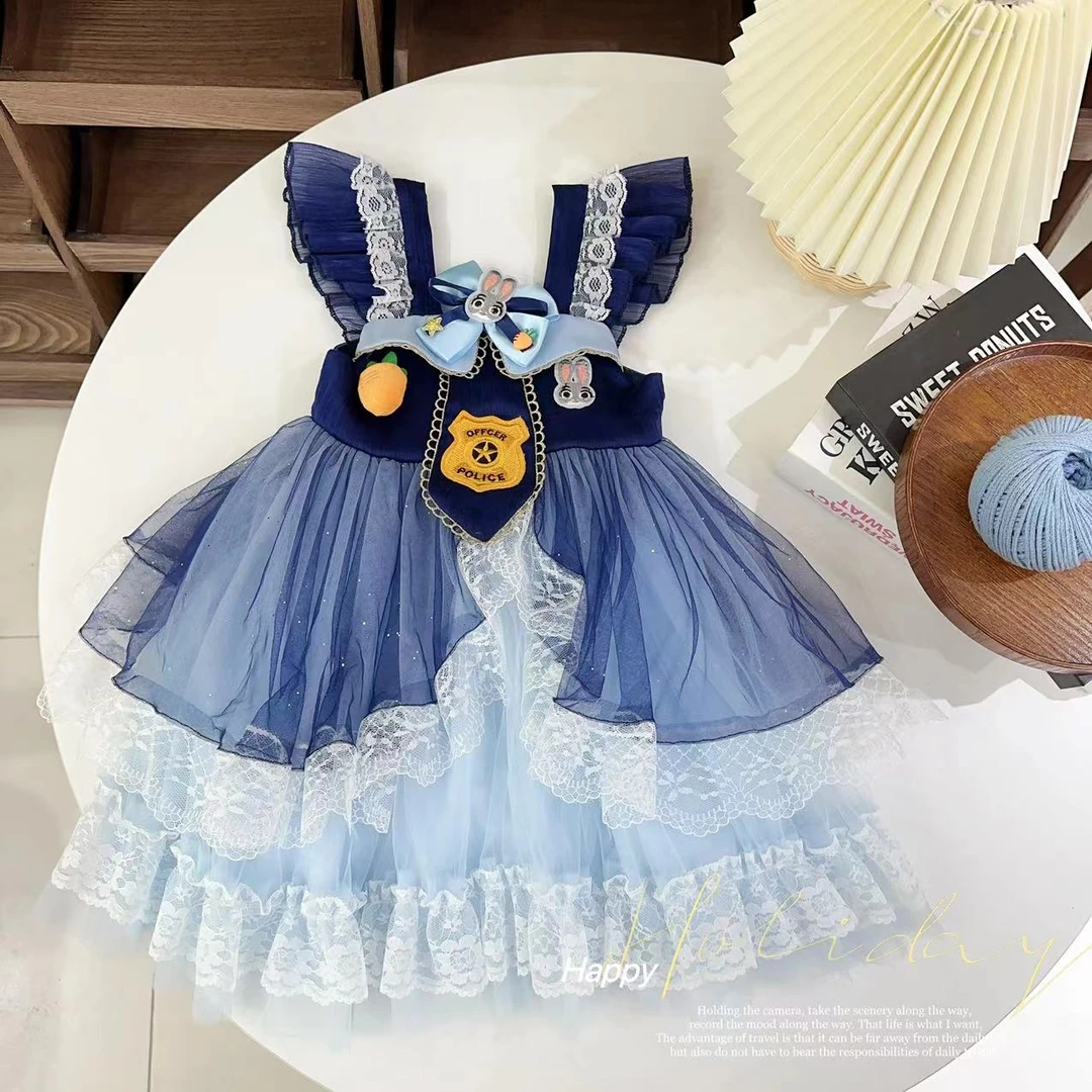 汤圆家童装2025夏季新款韩系甜美兔子景观蓬蓬公主洛丽塔 YA-1220