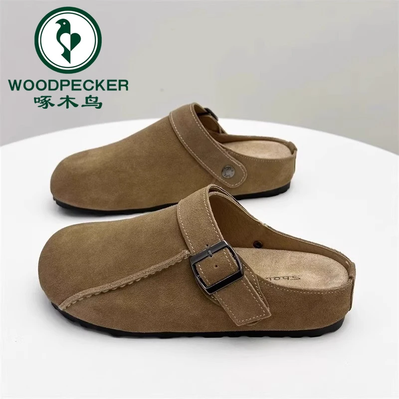 啄木鸟爆款厚底勃肯鞋女2025新款春季休闲百搭懒人软底包头半拖鞋