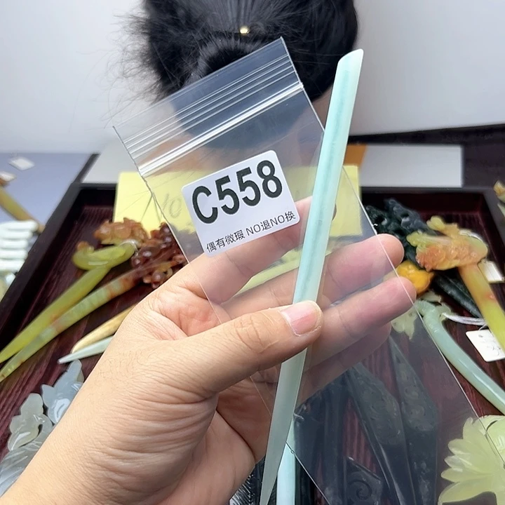 蛇纹石玉发饰合金开**机