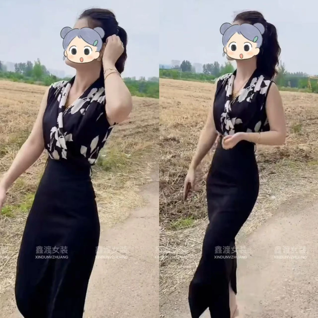 2025夏季新款时尚显瘦气质女士网红洋气两件套百搭款D9287-8