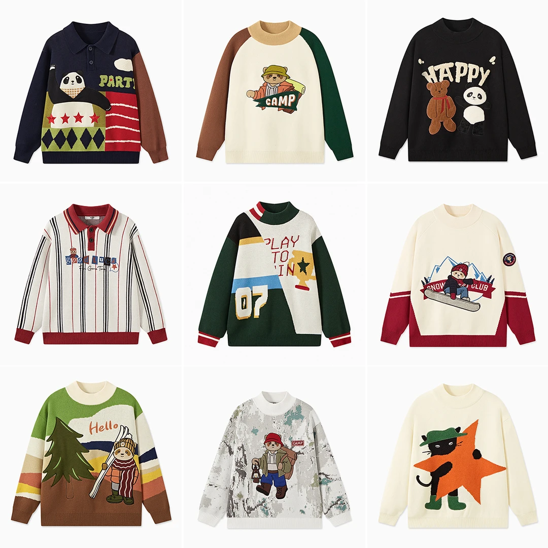 F17【先选尺码，再选颜色】秋冬新品休闲毛衣长袖大童宽松童装MQD打