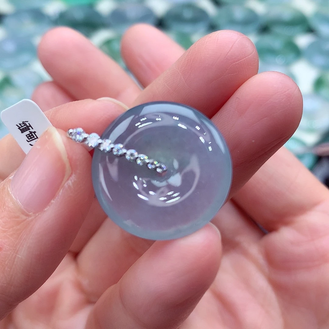 颈饰18K金镶嵌翡翠编号5-尺寸20/5