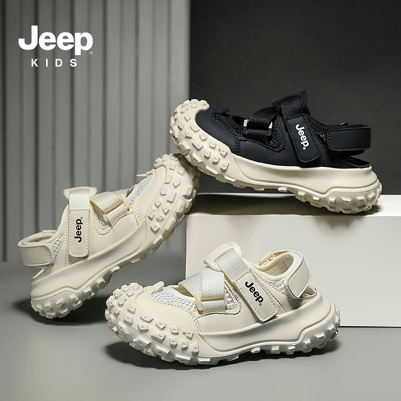jeep男童包头凉鞋夏季溯溪鞋2025运动涉水鞋软底透气男女童沙滩鞋