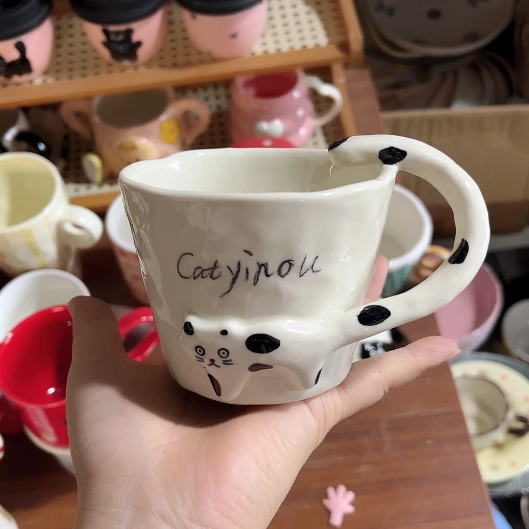 白猫杯子陶瓷餐具