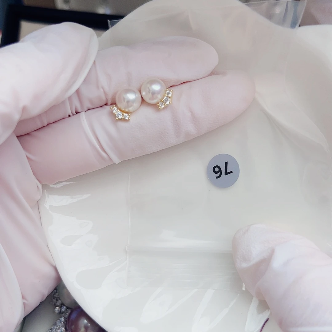 银S925镶嵌淡水珍珠耳饰