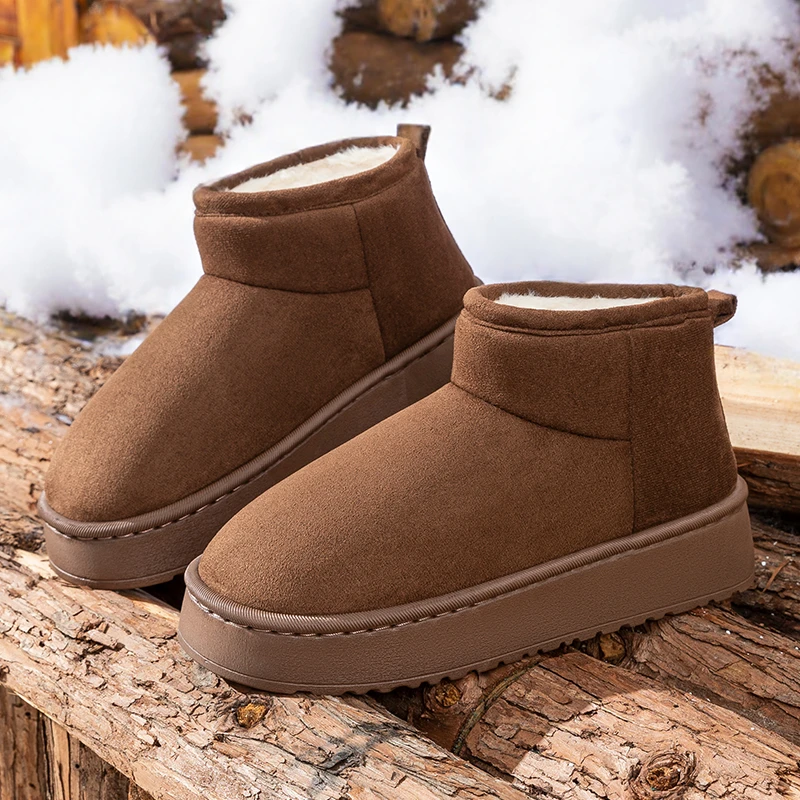 毛绒保暖雪地靴女冬季2025新款时尚百搭加绒厚底防滑包跟外穿棉鞋