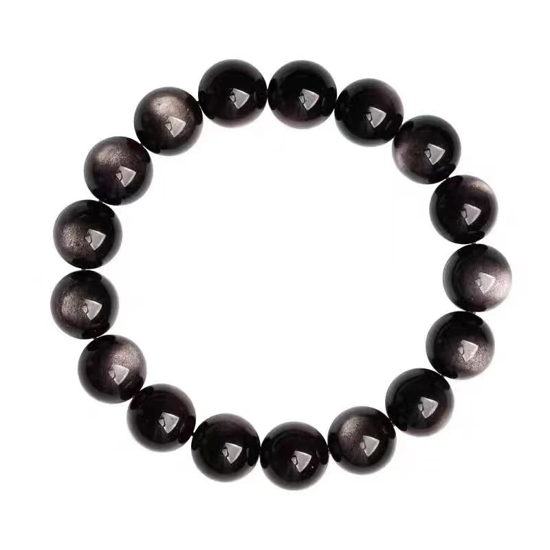 天然银曜石手串送男友 节日礼物本名年情侣时尚单圈