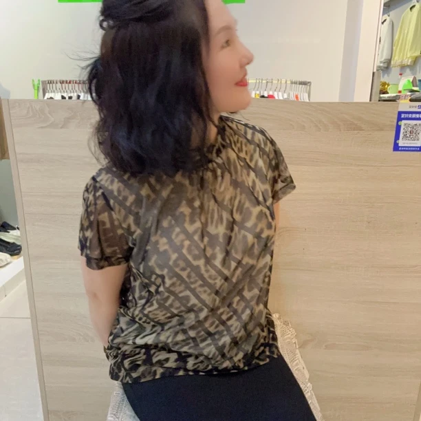 彥竹韩国正品印花花色独特休闲半袖上衣韩版夏季豹纹洋气百搭时尚