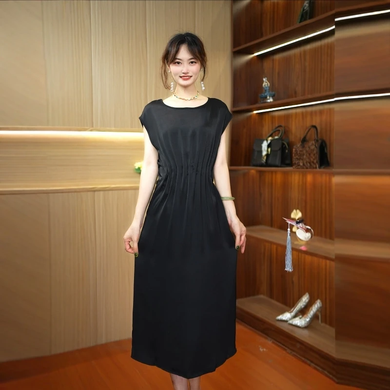 A-247碎花夏季新款时尚收腰沙滩显瘦裙子中长款松紧连衣裙