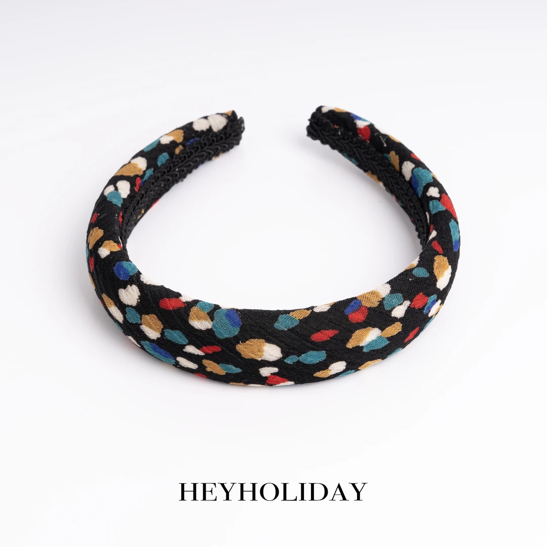 复古夏天布艺发箍头箍波点高级感新款海绵高颅顶发饰百搭女