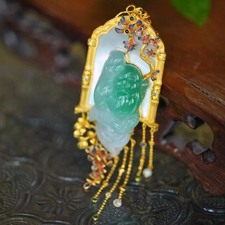 18k金翡翠胸针吊坠ZS