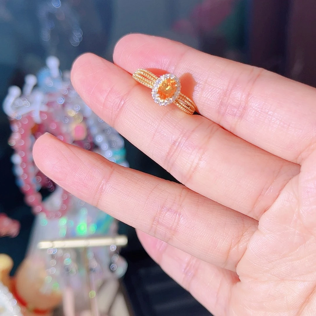 石榴石（芬达石）戒指银S925镶嵌