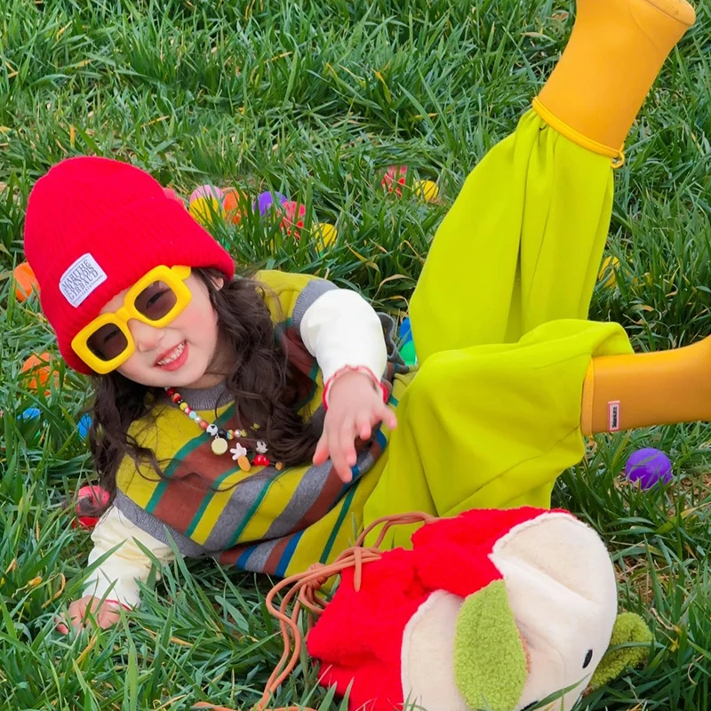 女童秋装2025新款爆款女孩春秋马甲阔腿裤儿童韩范多巴胺套装衣服