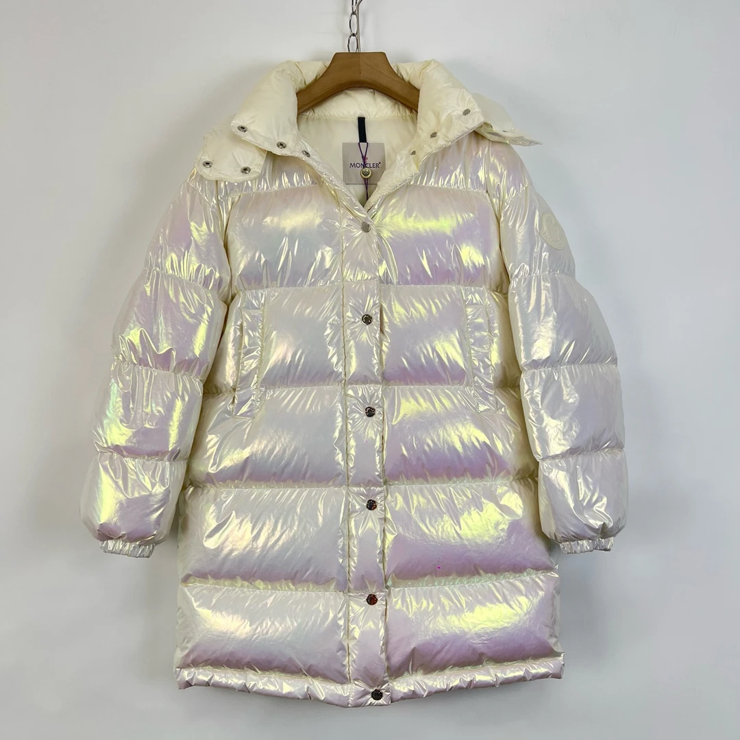 95新 MONCLER 0码/白贝母炫彩系列鹅绒中长款羽绒服/如图/07976