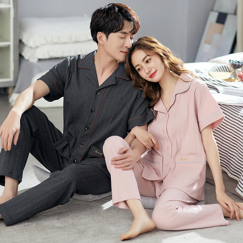 短袖家居服断码男女套装短袖家居服睡衣秋春季