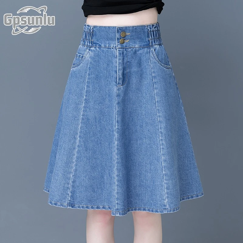 gpsunlu牛仔短裙女夏季薄款新款小个夏季高腰韩系A字牛仔短裙