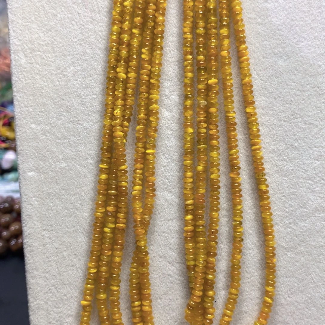 玛瑙/玉髓合金珠宝半成品金虎眼算盘一条卡4mm