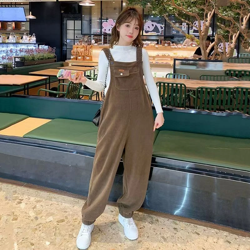 孕妇背带裤春秋装孕妇宽松裤子外穿潮妈时尚韩版裤子秋冬款孕妇裤