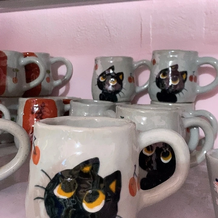 景德镇手绘陶瓷黑猫500ML咖啡杯