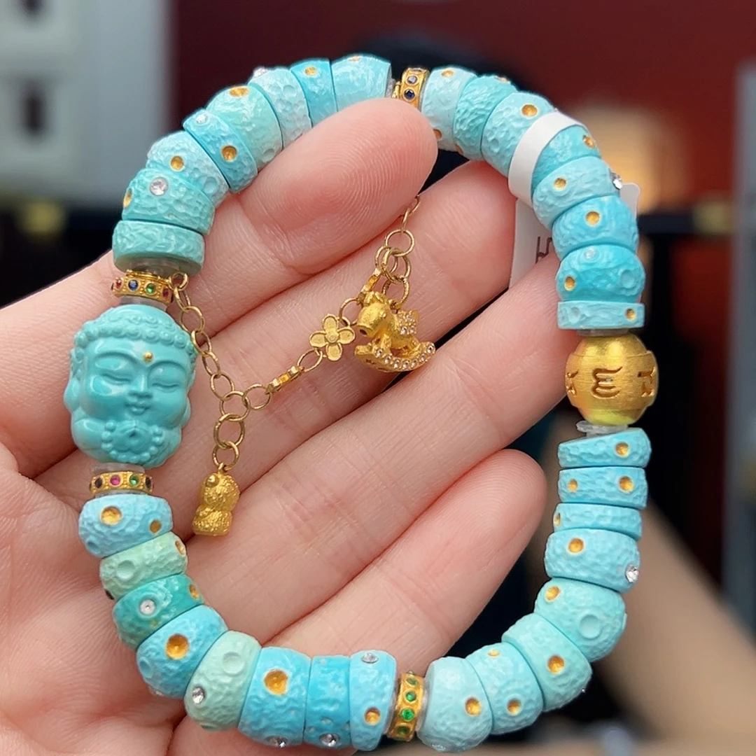 18K金镶嵌绿松石珠宝奇石