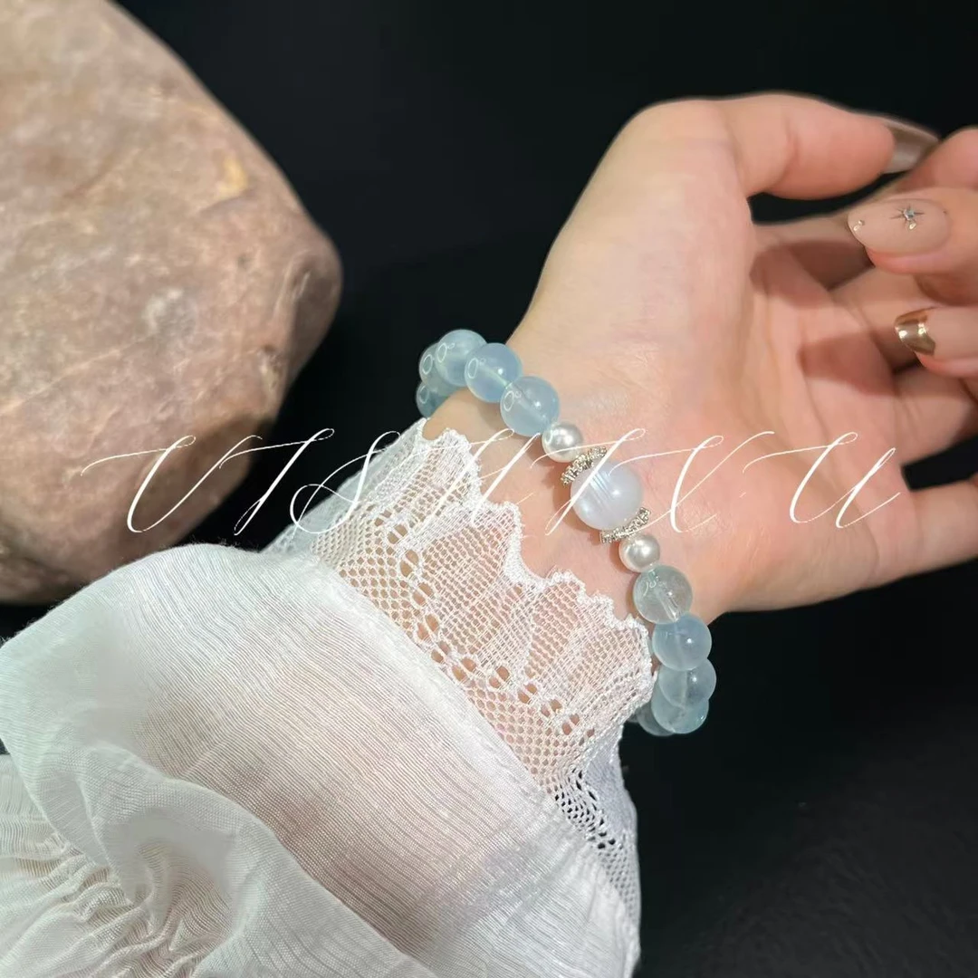 【海洋精灵】天然海蓝宝手串手链设计款温柔风女多样性发