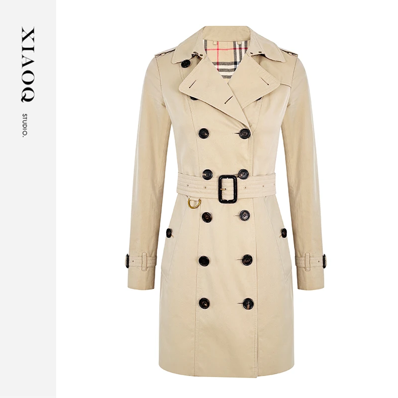 XIAOQ「英伦初印象」BBY同款2W+经典双排扣长袖风衣女秋85499