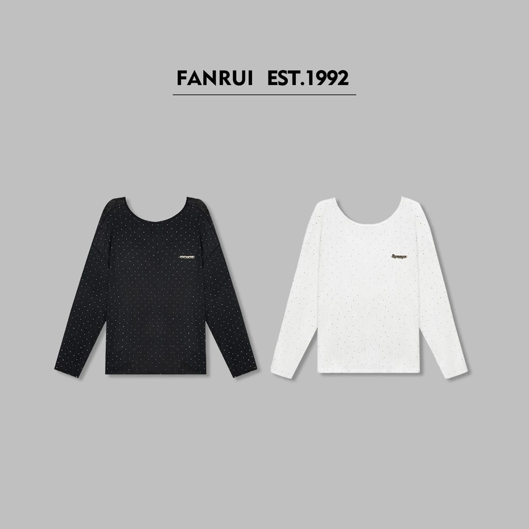 FANRUI/泛芮「波尔卡 」纯色重工烫钻设计感打底上衣B14623