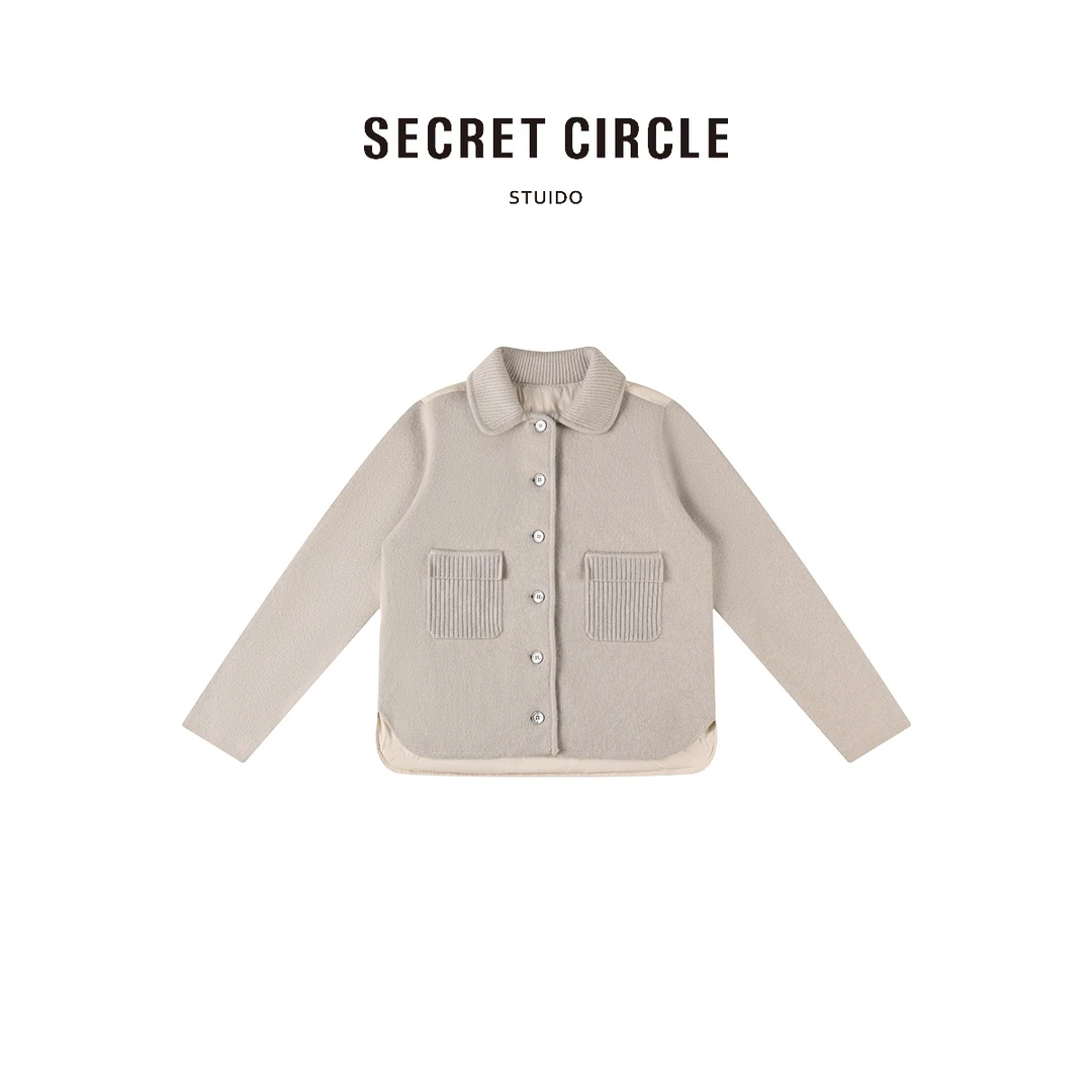 【秋冬新品】鹅绒优雅翻领外套秋冬设计感长袖29687