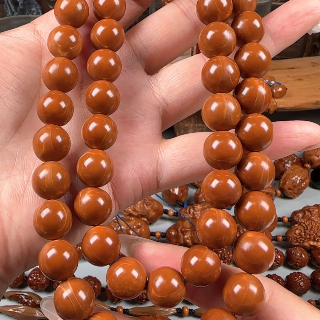橄榄核手串/手链宽1.25老树铁核正圆54颗脖挂