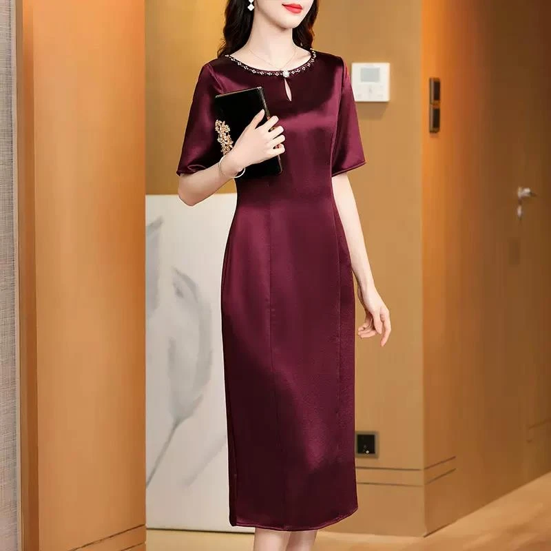 妈妈高端正式精致高贵场合连衣裙礼服喜年轻夏季大码婚宴