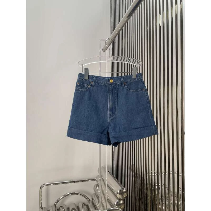 大口袋牛仔短裤 经典时尚百搭金扣短裤