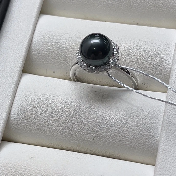 戒圈海水珍珠银S925镶嵌8-9mm 71号