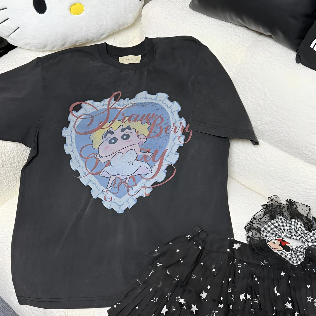 BLX--5420（深圳南油出品）新款小众设计款卡通印花上衣