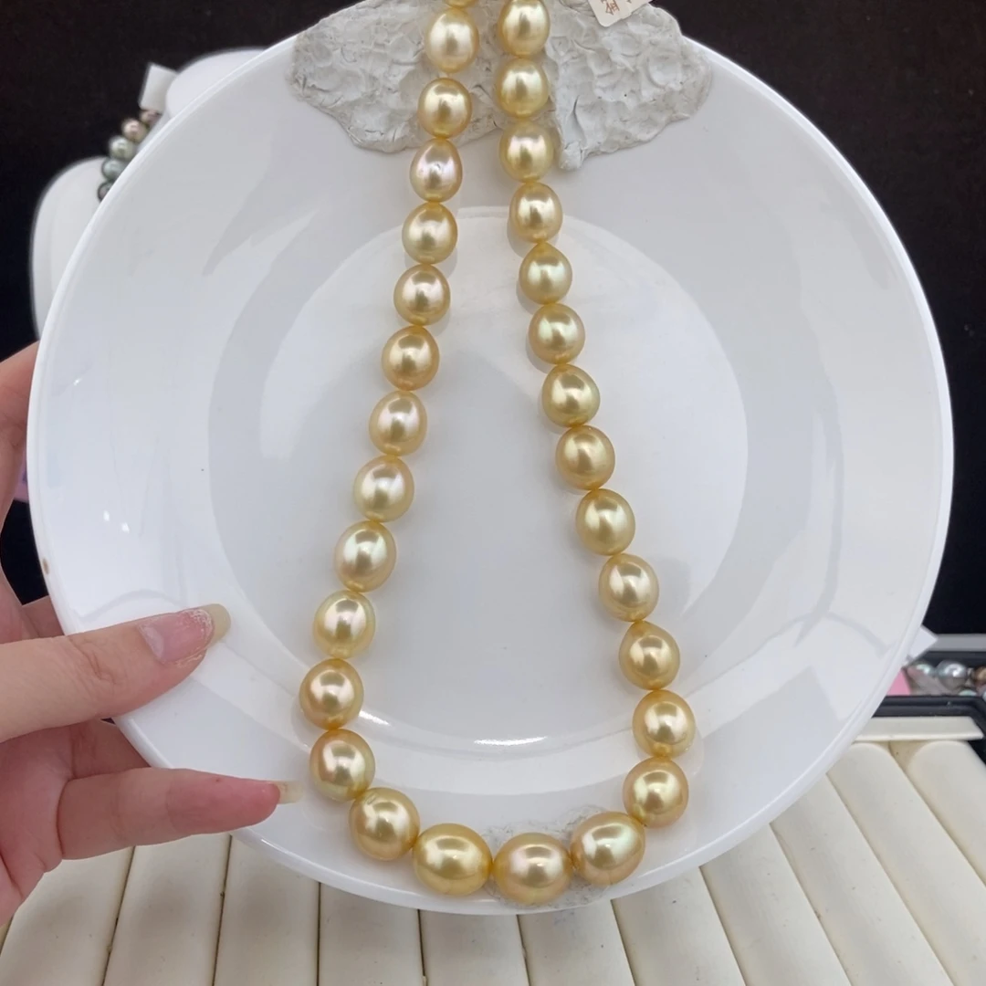 项链银S925镶嵌海水珍珠10-12/31颗