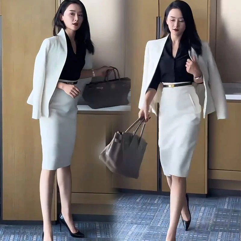 高级感成熟御姐女装上班通勤穿搭春秋职业装西装外套半身裙套装裙